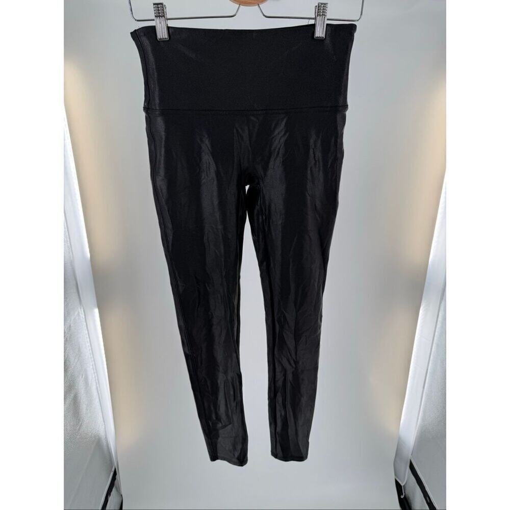 SPANX Black Faux Leather Leggings Large